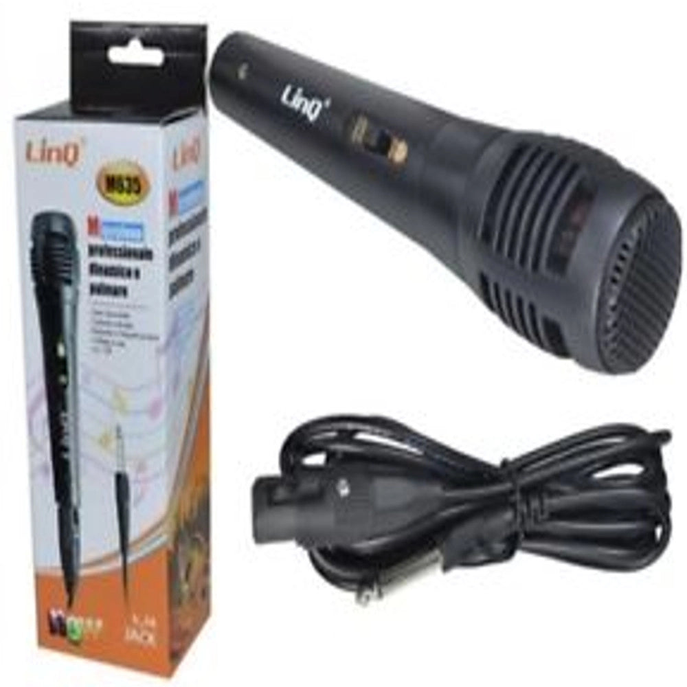 Trade Shop - Microfono Professionale Palmare Dinamico Con Interruttore Nero Linq M635 3 Metr -