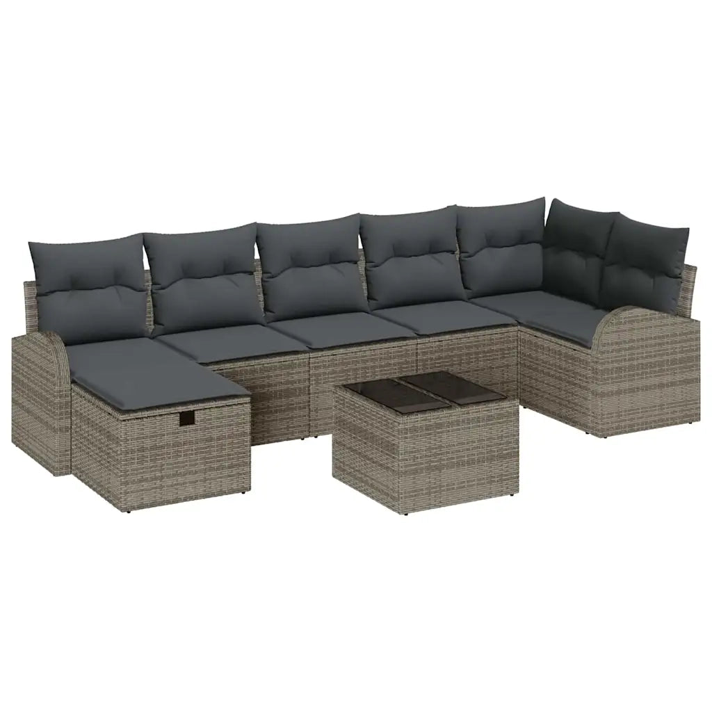 Set di divani con cuscino con archiviazione Grigio polyrattan 3359108