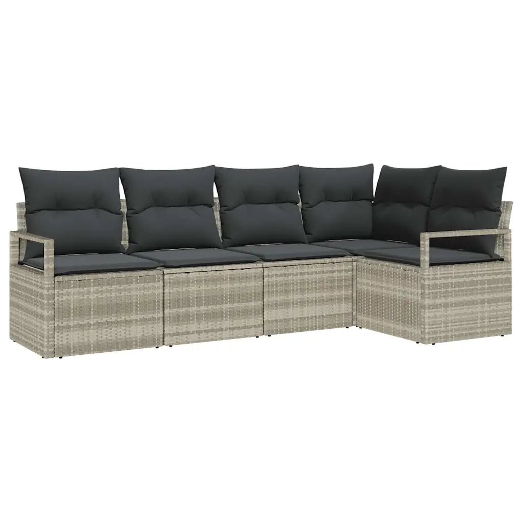 Set di divani con cuscino 5 pcs Grigio chiaro polyrattan