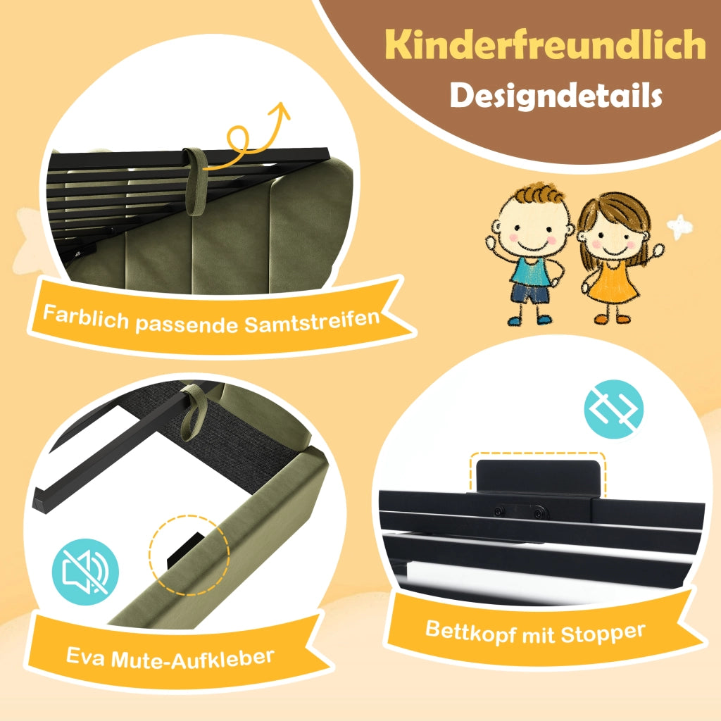 LETTO DAYBED L 90x200 cm in Velluto Verde con rete a doghe