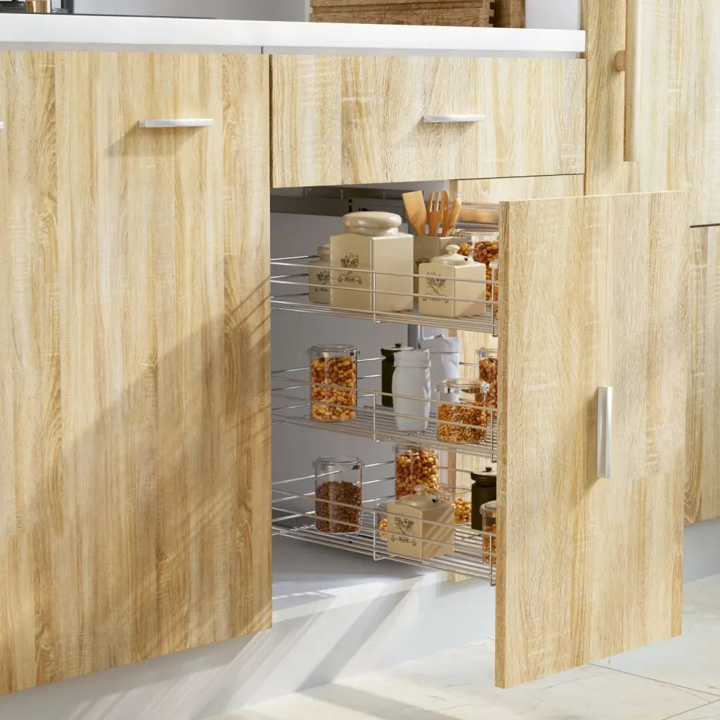 Cestino da Cucina in Rete a 3 Livelli-Scaffale per Cucina Argento 47x35x56 cm