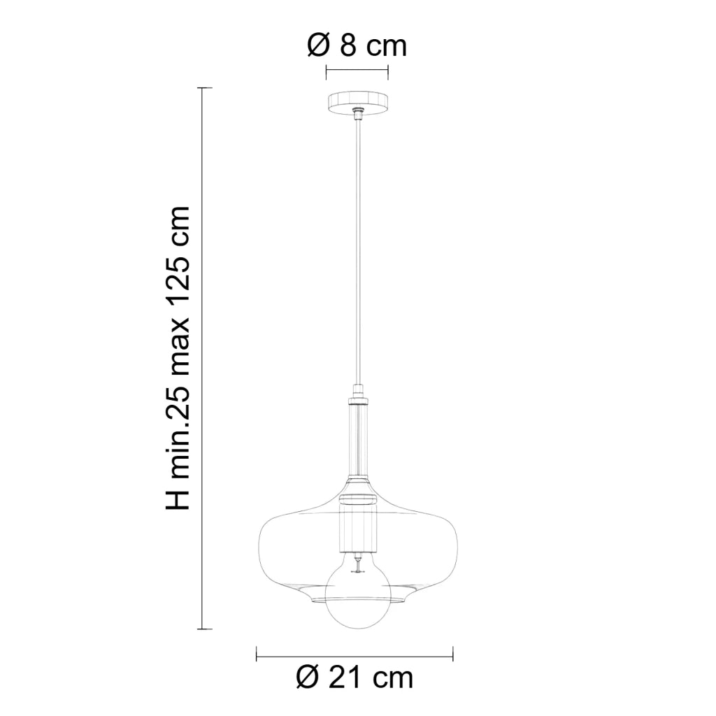 Sospensione Imbuto 1 Luce Ambra E Cromo Luceart Design