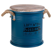 Cesto de ropa de metal impreso azul 35x37h cm