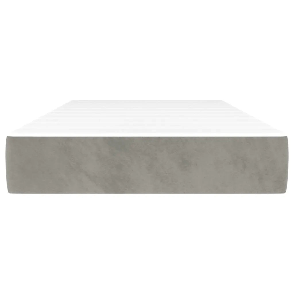 Materasso a Molle Insacchettate Rigidit¨¤ Media Grigio Chiaro 100x200x20 cm in Velluto