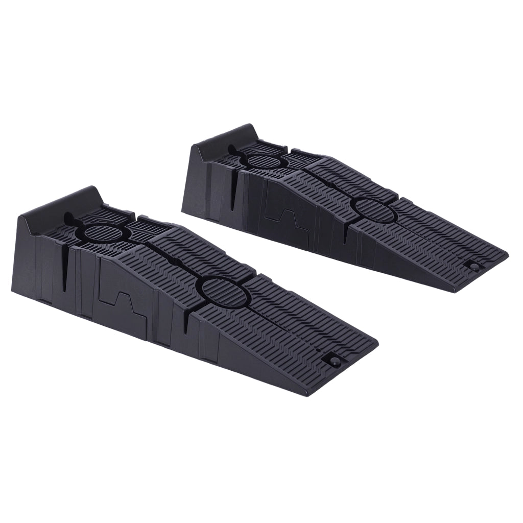 Set 2 Rampe per Auto in Plastica con Carico Massimo 5 Tonnellate, 91x30x21 cm, Nero