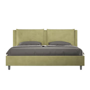 BS COM Letto matrimoniale king size con rete imbottito 170x190 microfibra tè verde