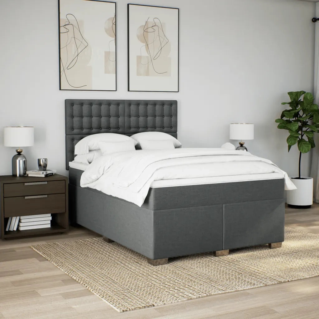 Giroletto a Molle con Materasso Grigio Scuro 140x200cm Tessuto 3290526