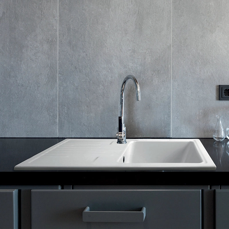 Lavello 86x50 cm da incasso in ceramica una vasca - Bianco