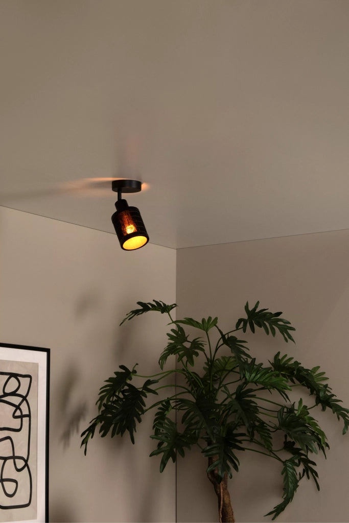 Faretto da soffitto TAGALOG rattan nero E27 40W Lucide