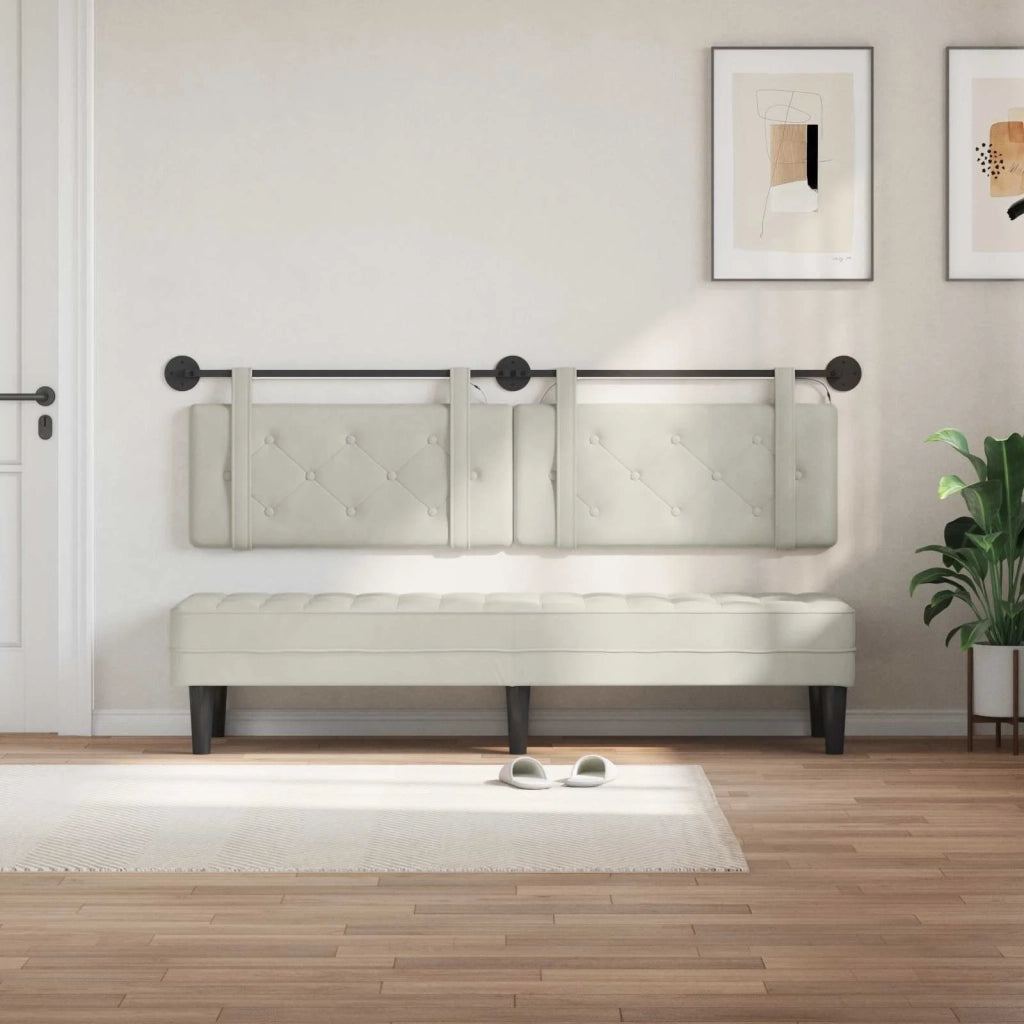 Testiera | Testata sospesa Con luce LED Crema Velluto