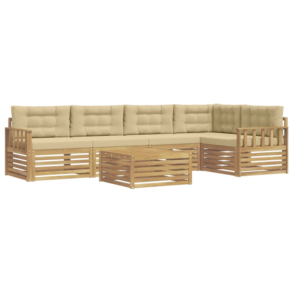 Set di divani da esterno 6 pz Bianco e Beige Poliestere 3390518