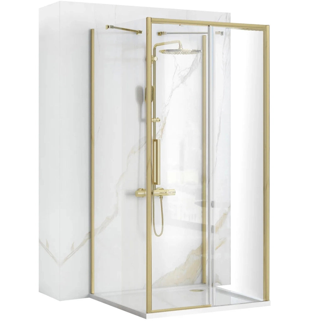 Cabina Doccia A Parete Rea Rapid Slide Brush Gold 110x100