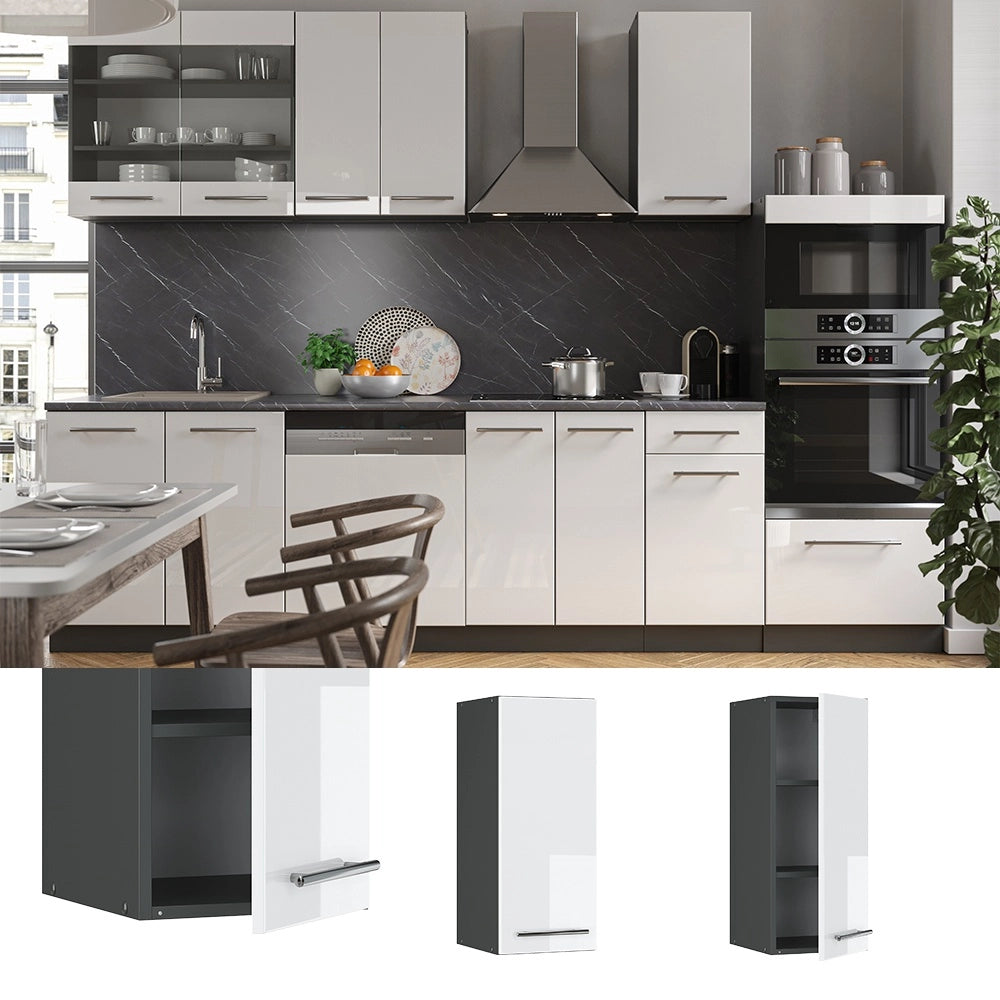 Pensile da cucina Fame-Line Bianco lucido/Antracite 30 cm Vicco