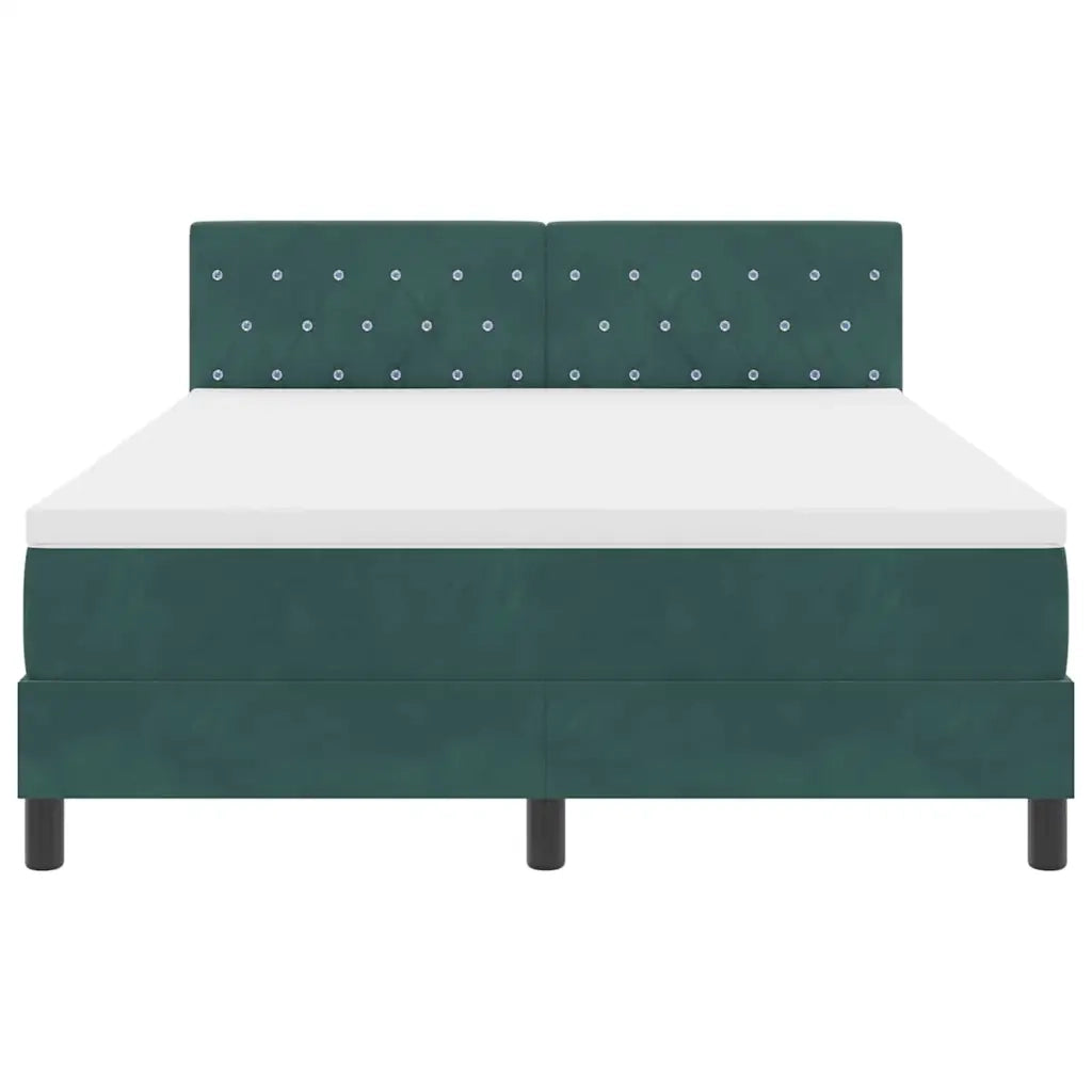 Letto a Sorgente LED con led Verde Scuro 140 x 200 cm Velluto