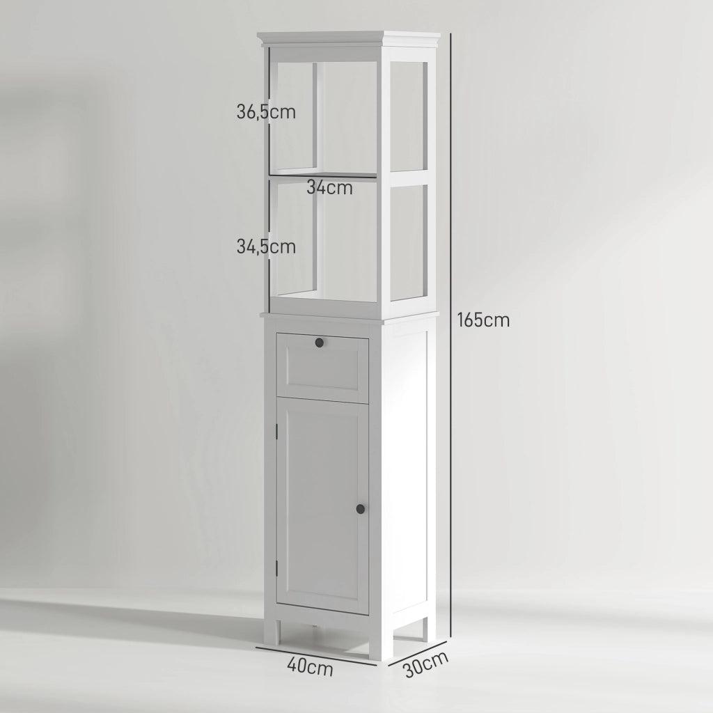 Mobile Bagno con Cassetto e Ripiano Aggiustabile ¨C Minimal ¨C 30x40x165 cm Bianco