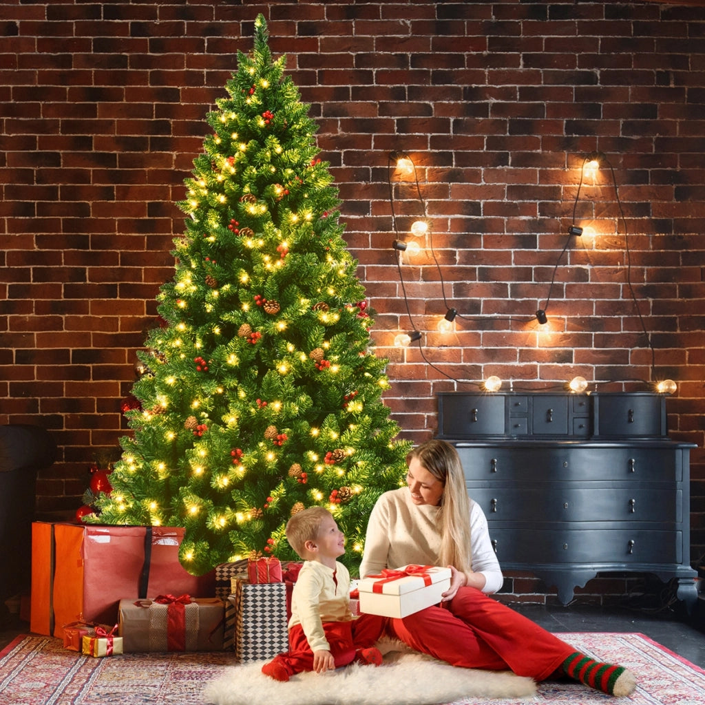 Albero di Natale 200 cm 1100 rami, Abete artificiale con base resistente di metallo-Alberi di Natale