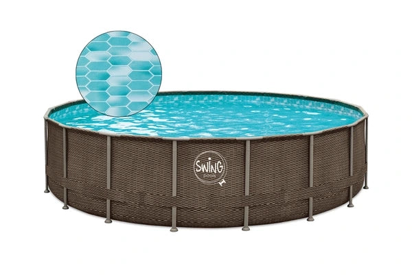 ELITE - PISCINA CON TELAIO IN VIMINI - 4,88 x 1,22 m, Vimini scuro (Doppio Rattan)