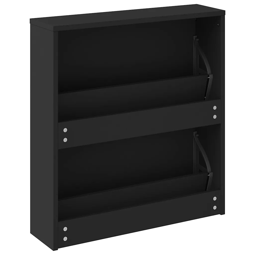 Scarpiera | Mobile per scarpe con Specchio a 2 Livelli Nera 63x17x67 cm