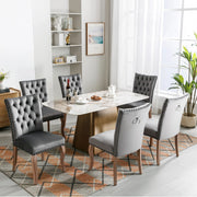 Sedie da Pranzo in Velluto con Gambe in Legno Massello ¨C Xylo ¨C Grigio, Set 6 Pezzi