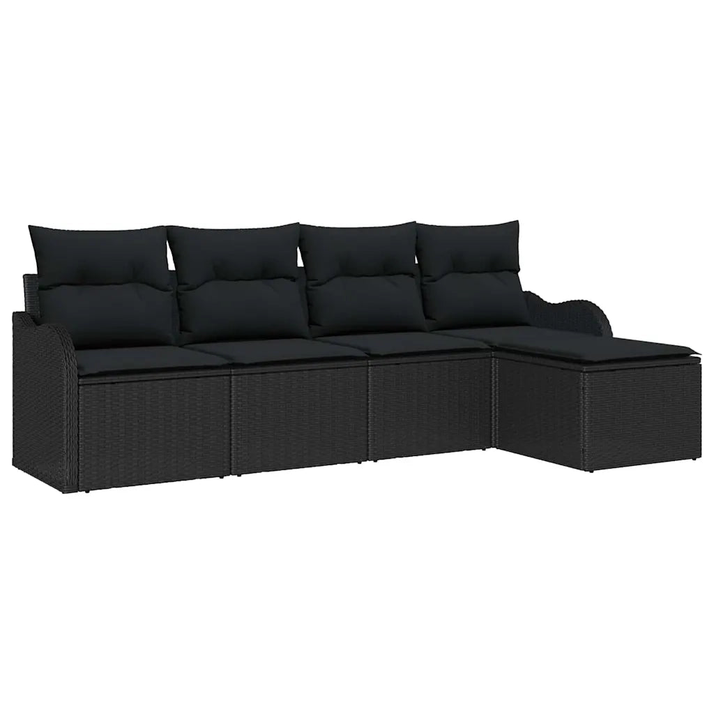 Set Divano da Giardino Nero polyrattan