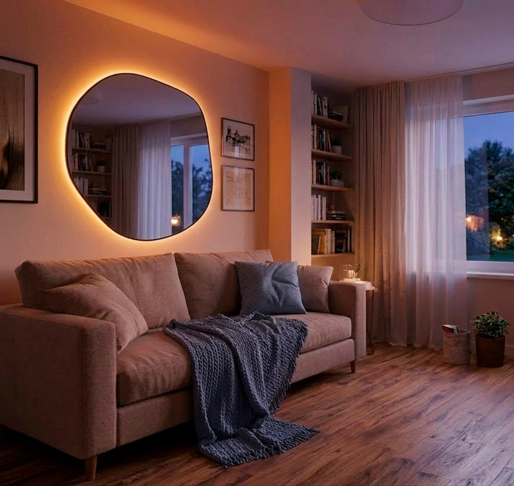 Specchio organico Hispanohogar con LED perimetrale a 2 colori di luce 80