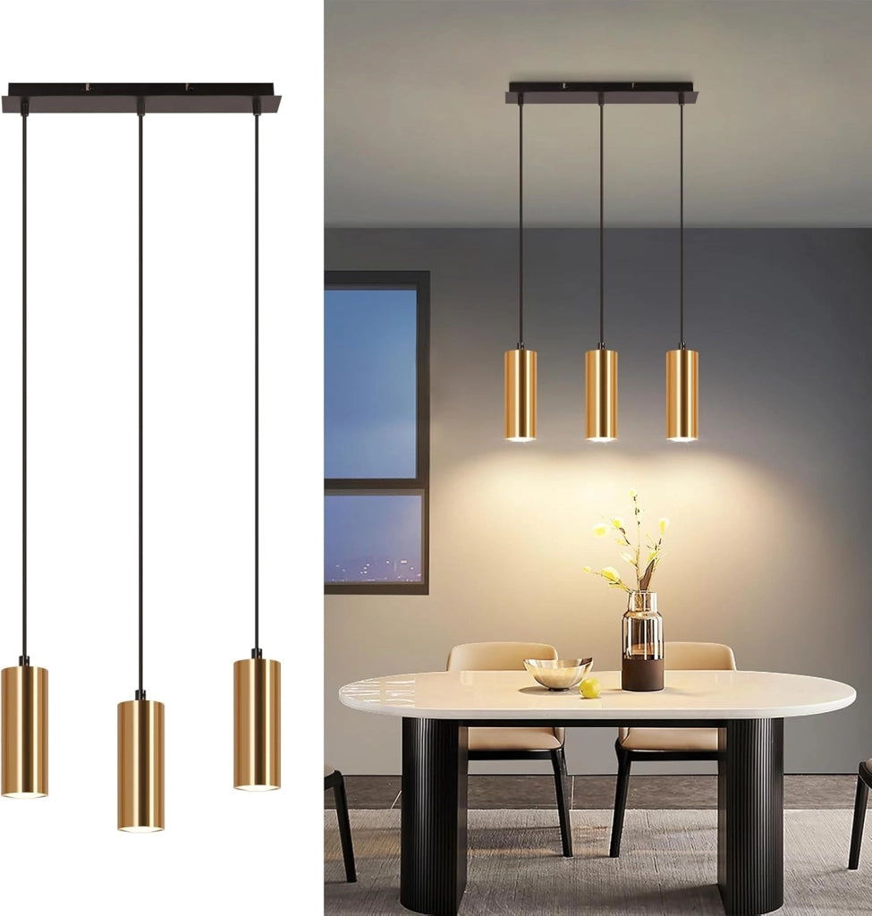 Lampada a sospensione ZMH 3 luci Oro Nero Vintage GU10 Industriale