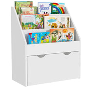 Libreria per Bambini 62.5x30x70 cm 3 Ripiani e Cassetto Inferiore Bianco