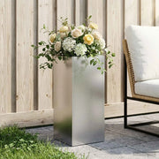 Vaso da giardino Argento 20 x 20 x 50 cm Acciaio Inox 8005310