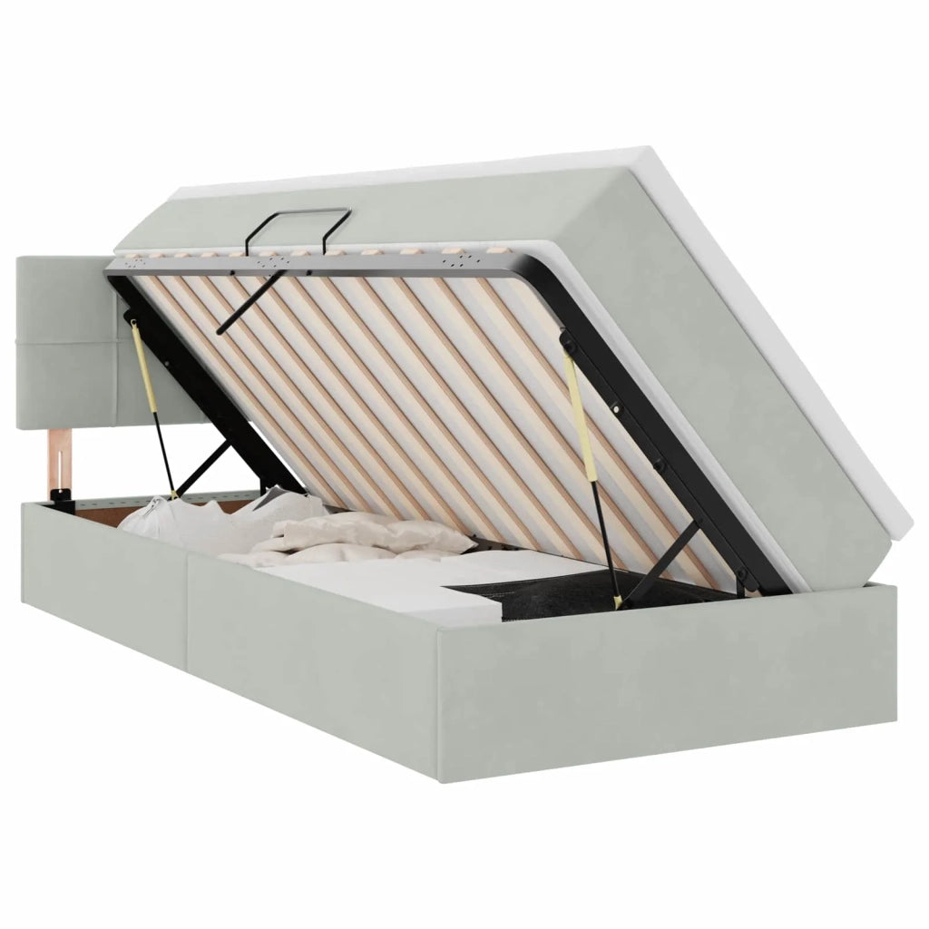 Letto con contenitore e LED Grigio chiaro 100 x 200 cm Velluto 3371373