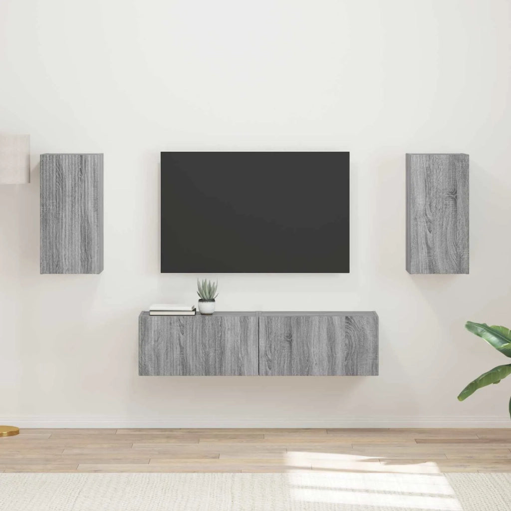 Set mobile TV 4 pcs Grigio Sonoma Legno multistrato
