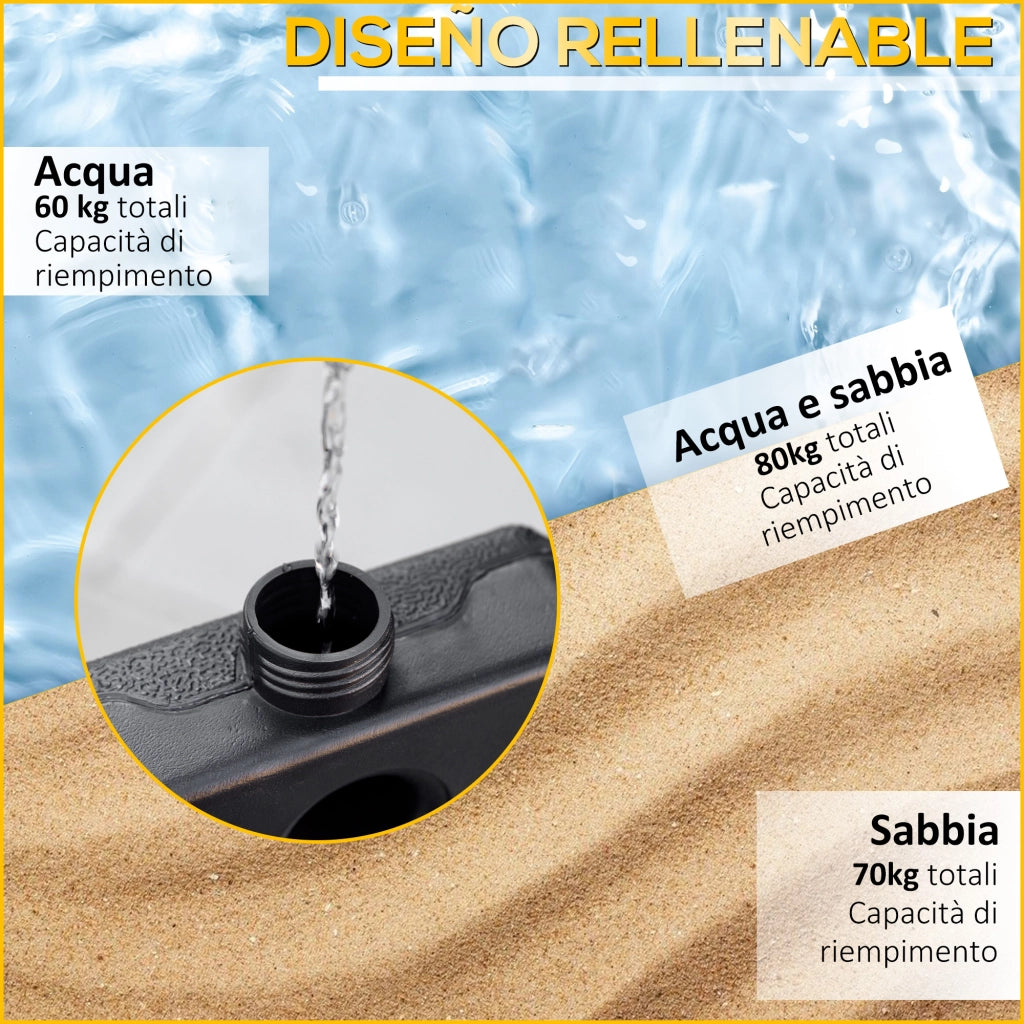Base per Ombrellone 4 Pezzi Riempibile con Acqua ¨C Minimal ¨C Nero