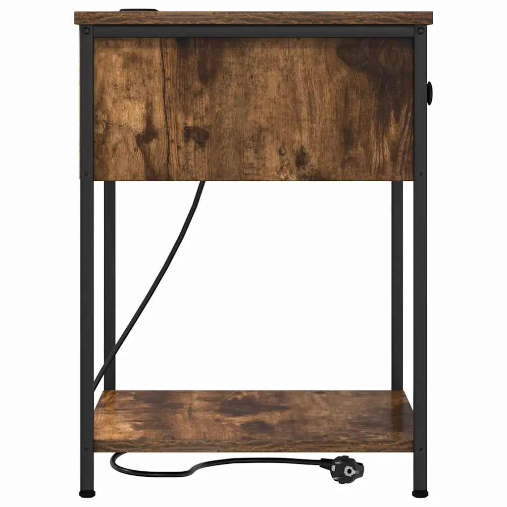 Set di 2 Comodini | Armadio da Notte | Mobiletto da notte con cassetto Rovere fum¨¦ 42 x 41 x 56 cm