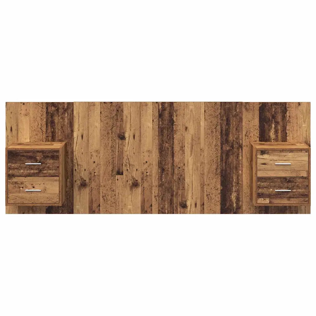 Testata con Comodino 3 pcs Legno vecchio Legno multistrato 3415831