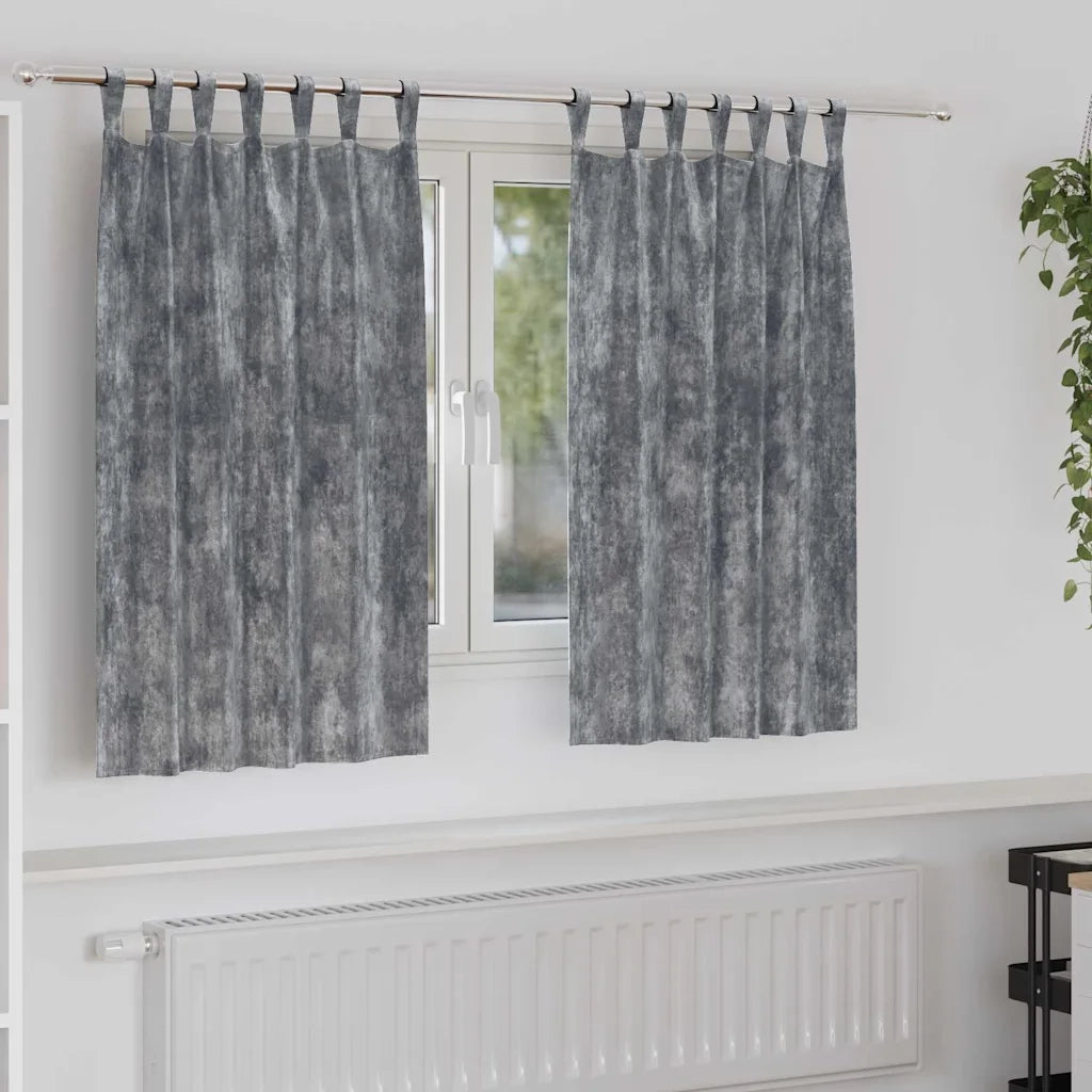 Tende in Velluto con tende 2 pcs Grigio 140 x 140 cm Velluto 4107723