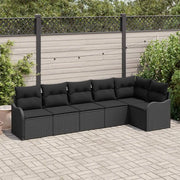 Set Divano da Giardino Nero polyrattan