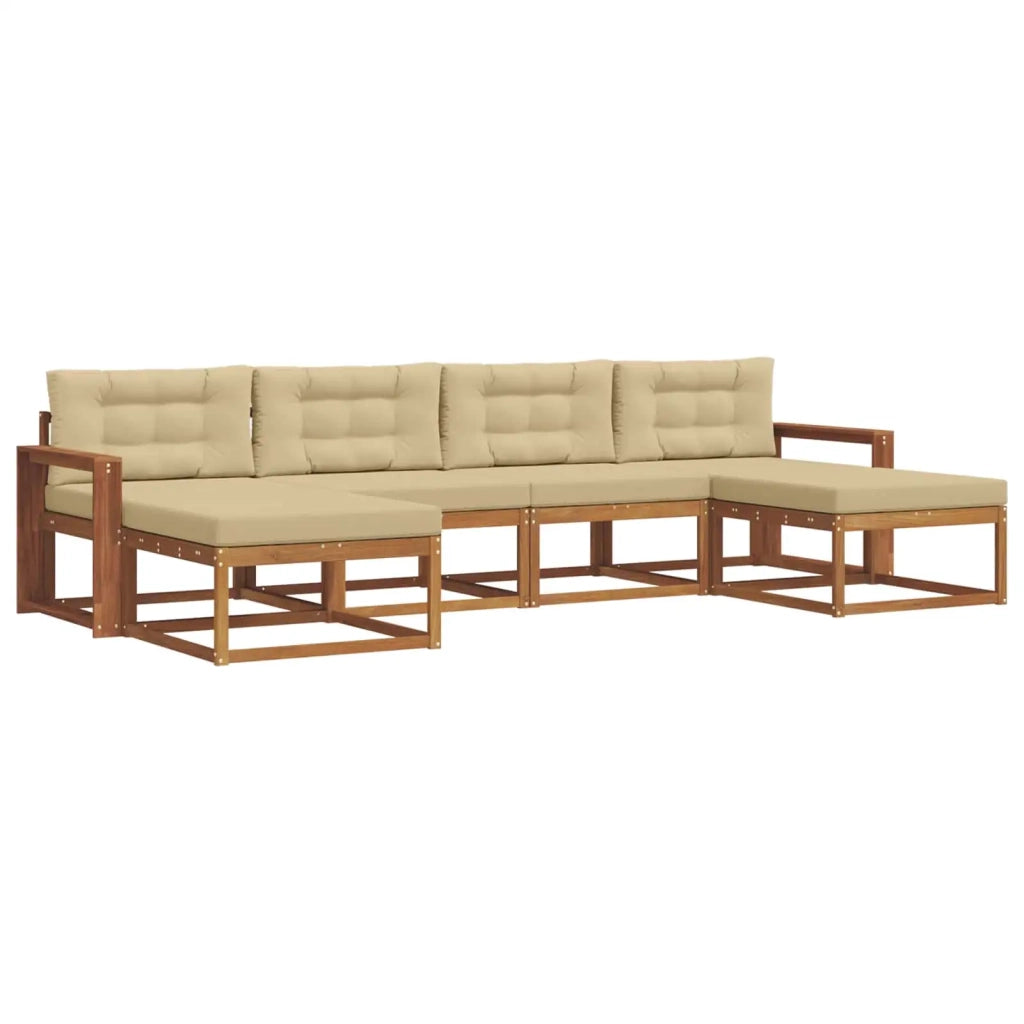 Set di divani da esterno con cuscino 6 pcs Naturale e Beige 3367971