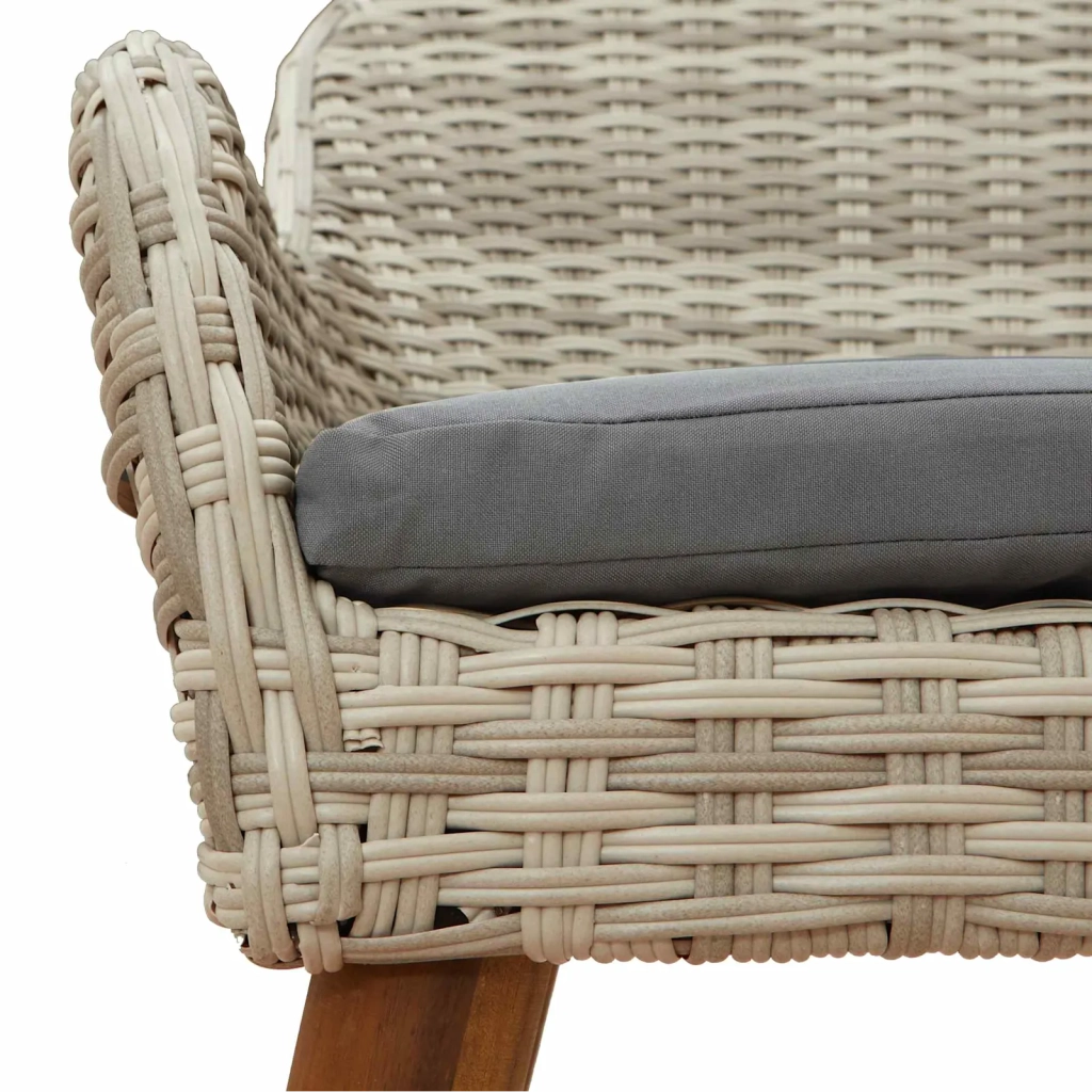 Set da Pranzo per Giardino 3 pcs Grigio chiaro polyrattan 3261712