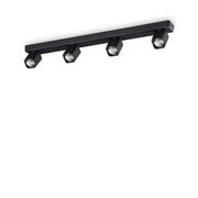 Spot Contemporaneo Rudy Alluminio Nero 4 Luci Gu10 35W 3000K Ip20