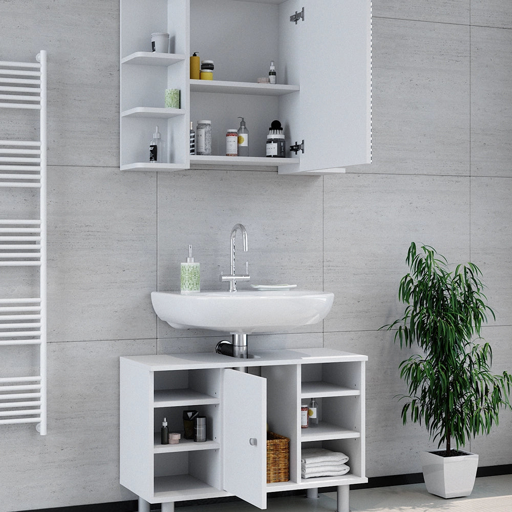 Vicco Set mobili bagno Bianco 2 parti, mobile base 80 cm