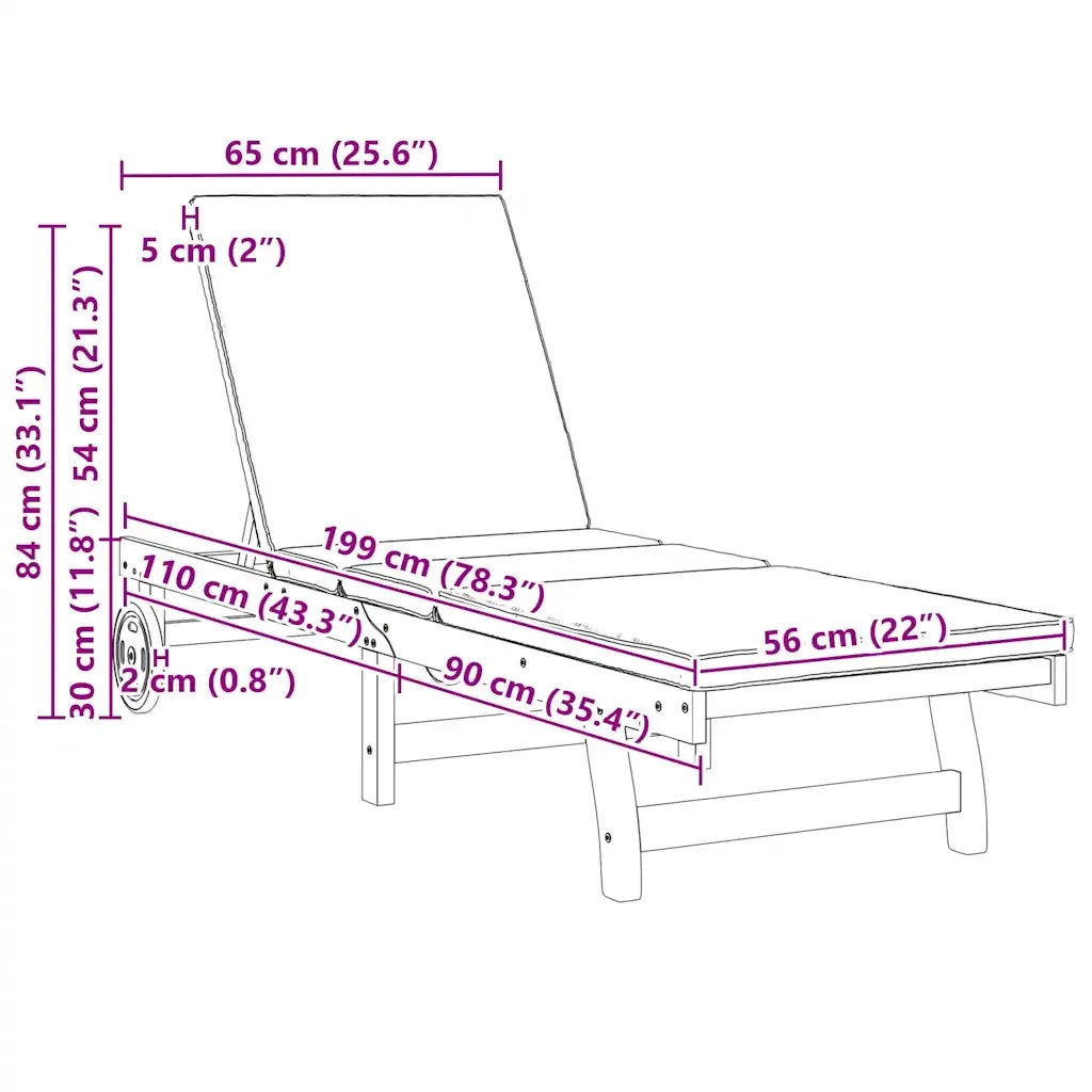 Lettino da sole 2 pcs Marrone 65 x 199 x 84 cm 3325194