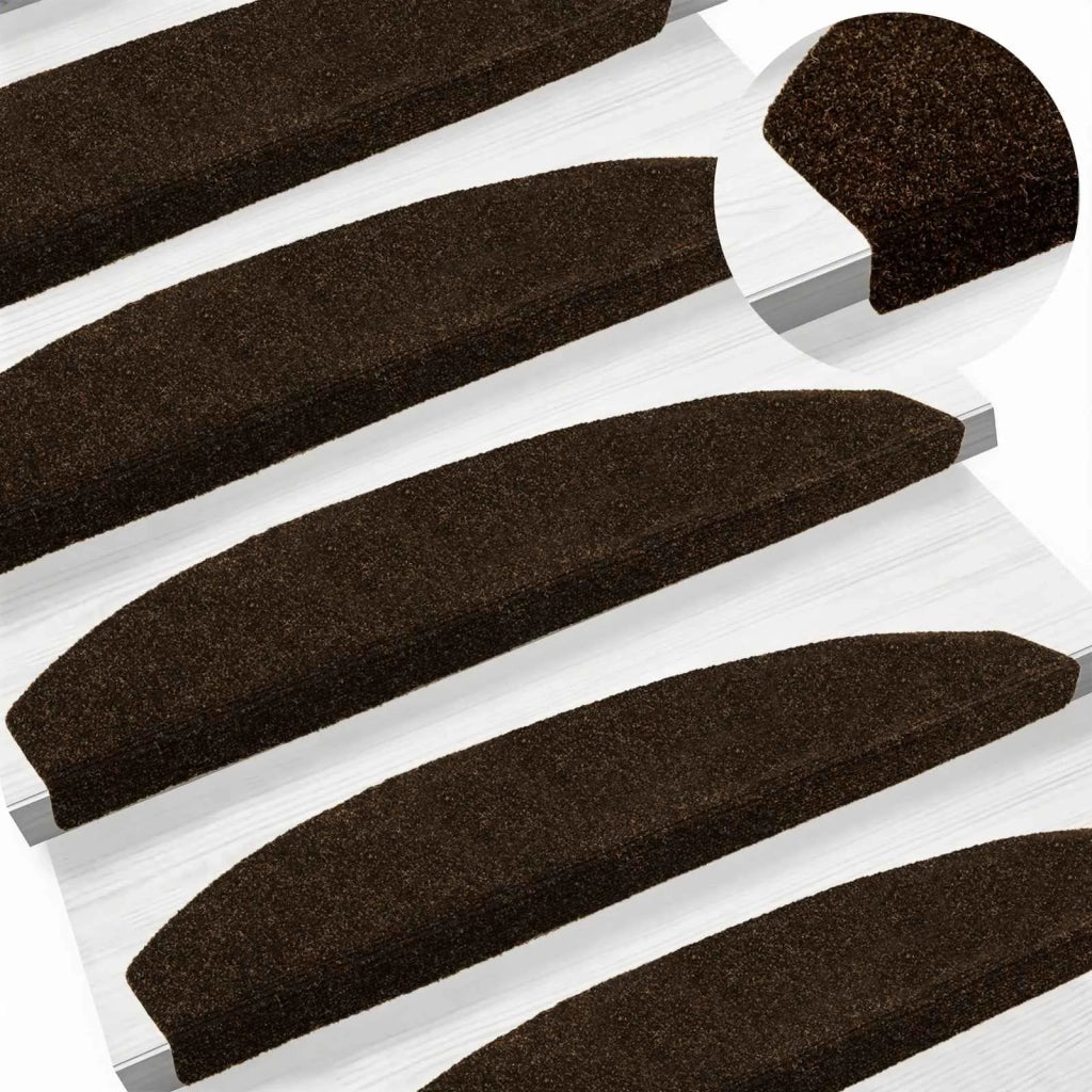Tappetini per scale autoadesivi Semicircolare 15 pcs Marrone 42038671