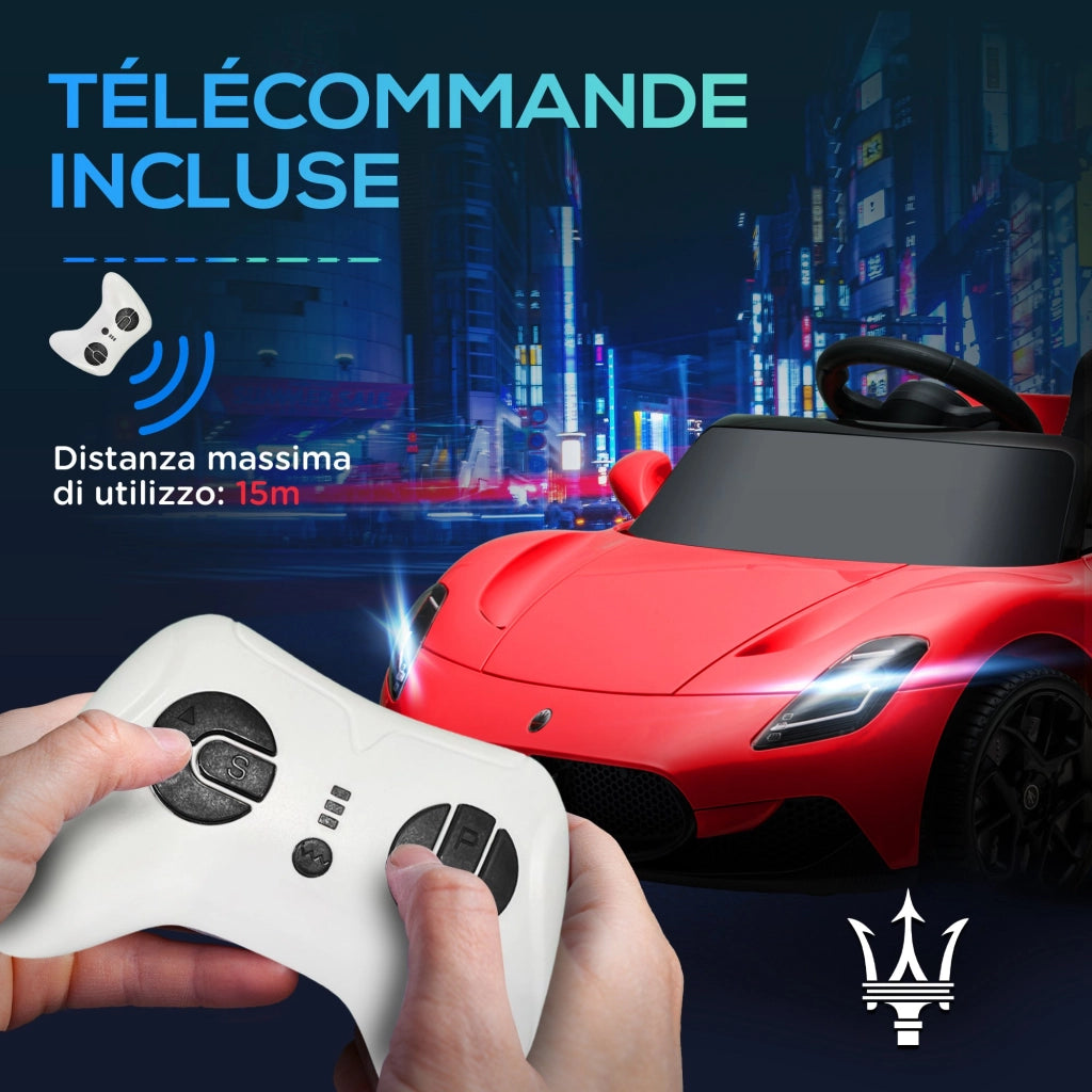 Auto elettrica per bambini Maserati MC20 12V ¨C Minimal ¨C Rosso, telecomando, LED, musica, 3-6 anni
