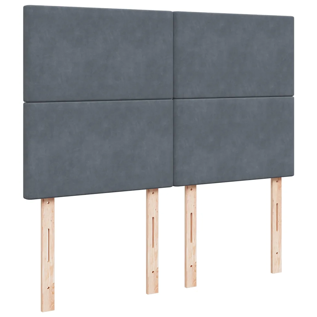 Giroletto a Molle con Materasso Grigio Scuro 160x200 cm Velluto