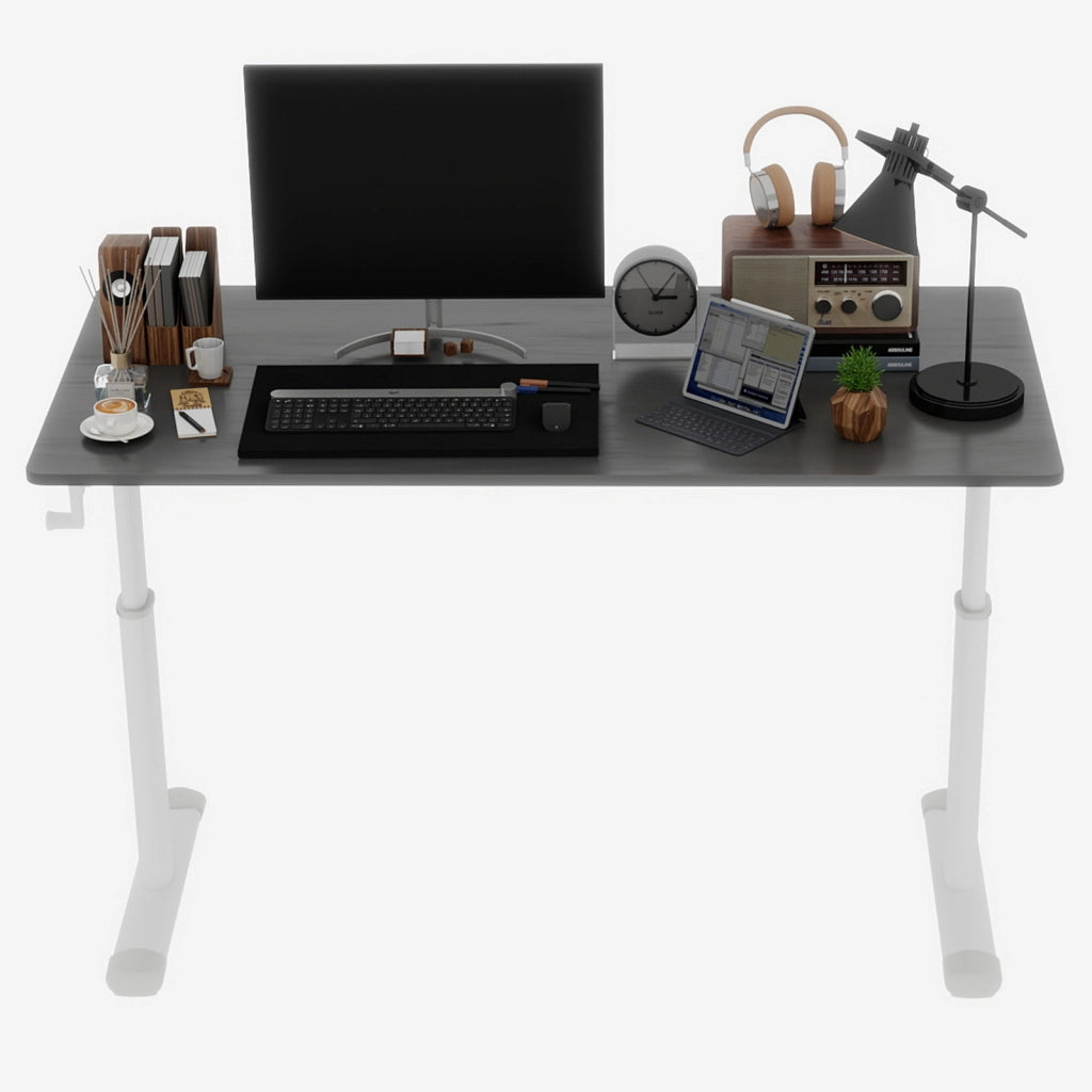 Scrivania regolabile in altezza per casa e ufficio, design compatto, colore grigio