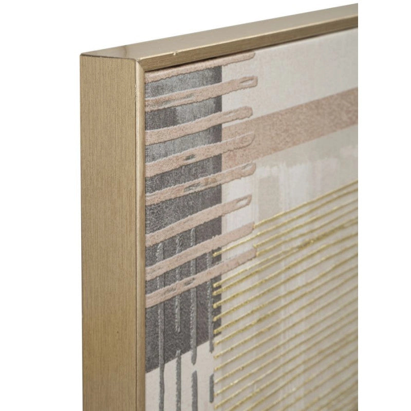 Stampa Dipinta Su Tela Lignes Con Cornice -b- cm 60x3x60
