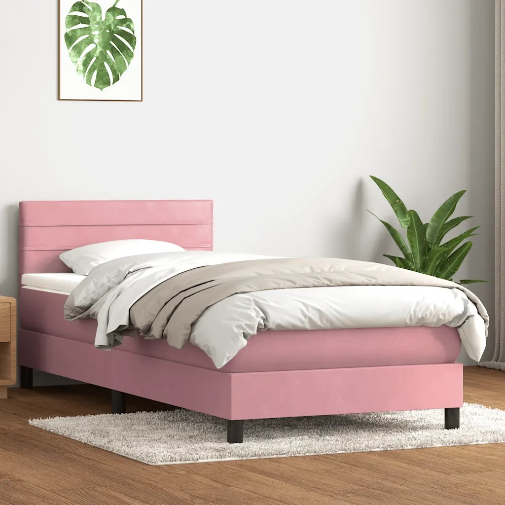 Giroletto a Molle con Materasso Rosa 80x220 cm Velluto 3316334