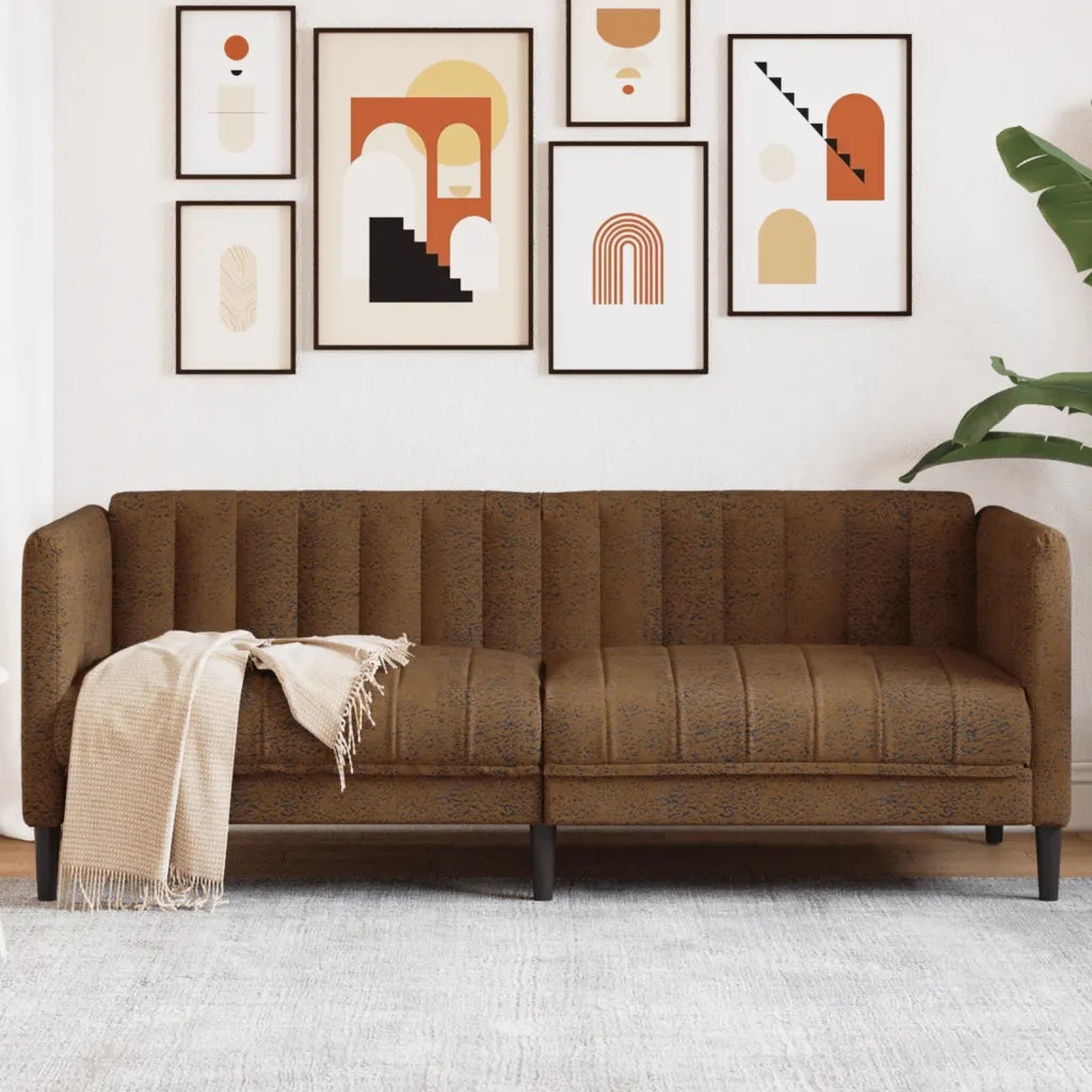 Divano a 2 Posti-Sofa 2 Posti Marrone in Similpelle Scamosciata 751512