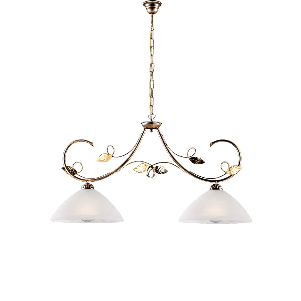 Lampadario Rustico Magnolia 2 Luci Marrone e Bianco LuceArt Classic