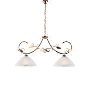 Lampadario Rustico Magnolia 2 Luci Marrone e Bianco LuceArt Classic