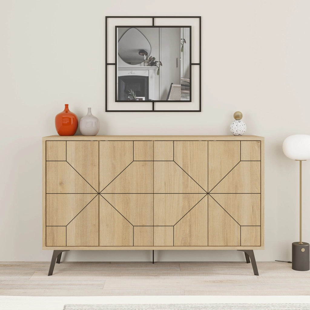 Credenza in legno "Dune" - 123 x 35 x 62 cm - Beige